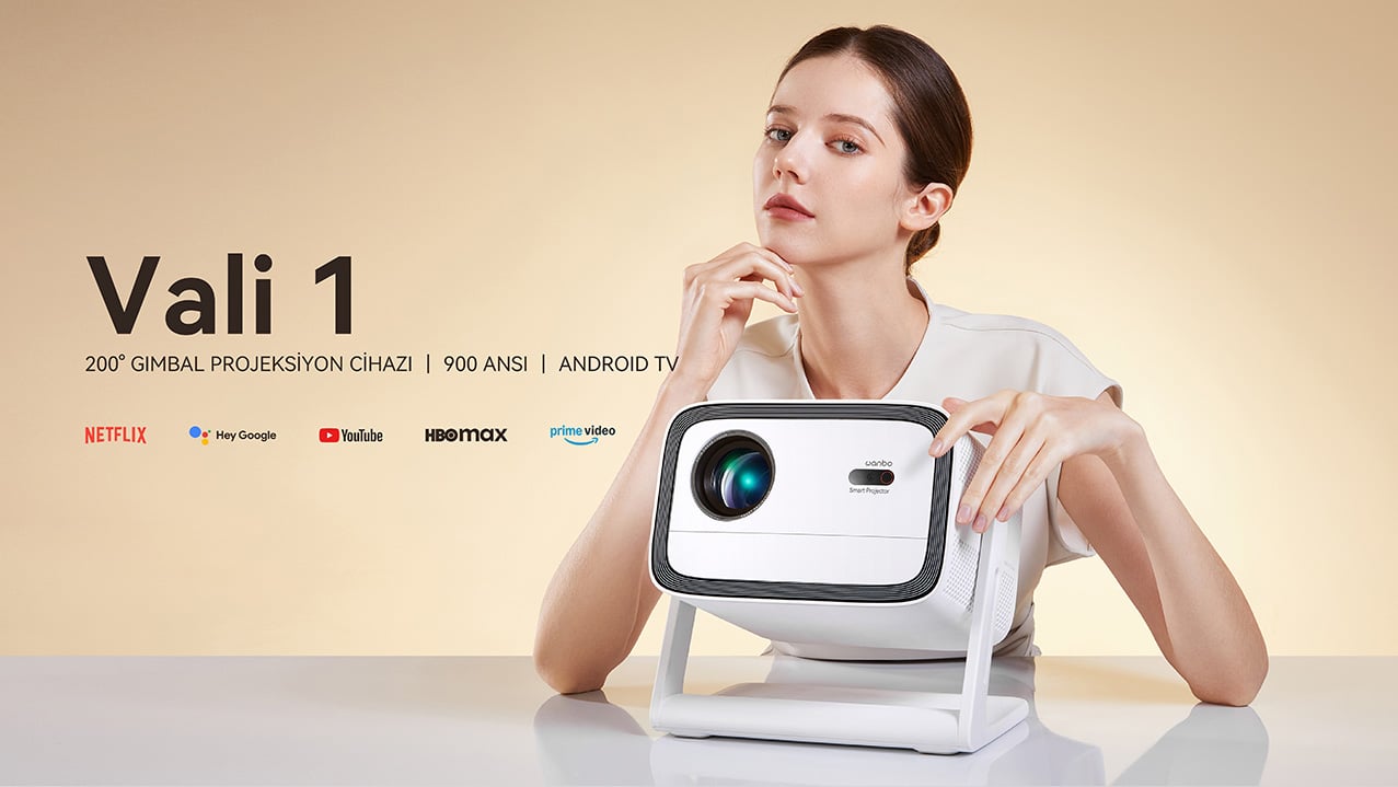 Wanbo Vali 1 Projeksiyon Cihazı | 900 ANSI Lümen, Android TV